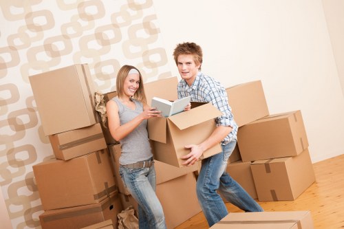 Removal van loaded for a student move in a North London street